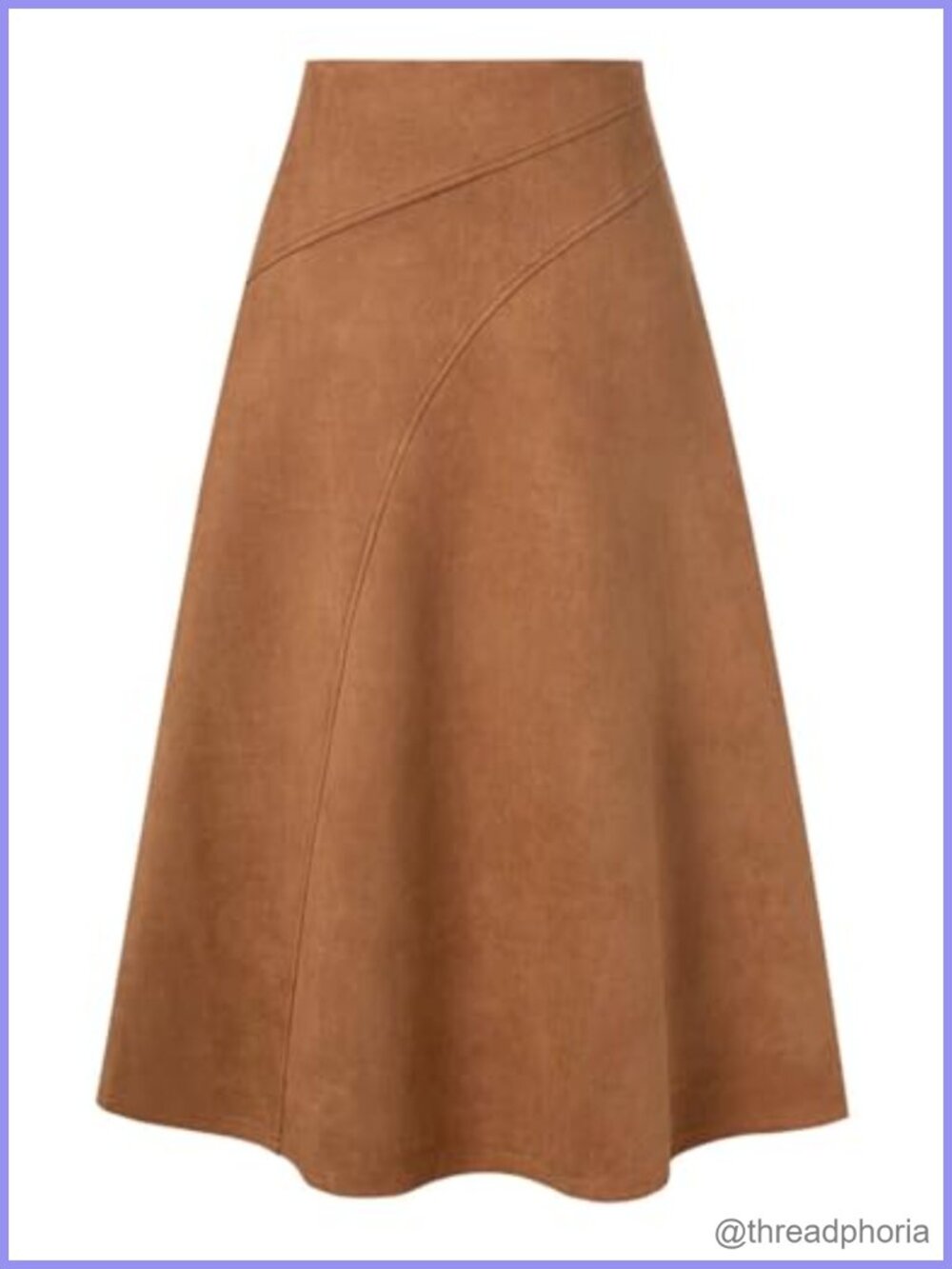 Faux Suede A-Line Midi Skirt High Waist Fall Winter